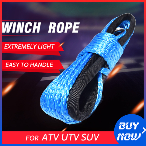 Blue 6mm*15m Synthetic Winch Cable Rope,1/4