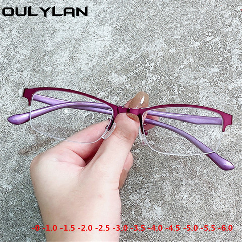 Oulylan Half Frame Finished Myopia Glasses Men Women Short-sighted Eyewear -1.0 1.5 2.0 2.5 Anti-blue light Prescription Glasses ► Photo 1/6