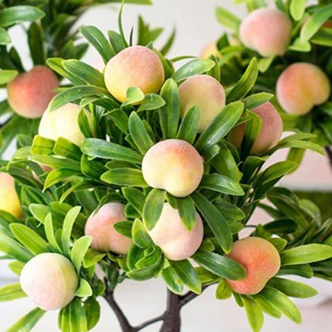 1Pc Artificial Plants for Home Decor Realistic Peach Fruit Tree Artificial Potted Plants Bonsai Desktop Ornements Table Decor ► Photo 1/6