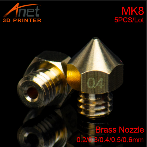 5PCS 0.2/0.3/0.4/0.5/0.6mm Brass MK8 3D Printer Nozzle Extruder Print Head For Makerbot Ultimaker 3D Printer 1.75MM ► Photo 1/6