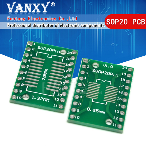 10PCS TSSOP20 SSOP20 SOP-20 SOP20 to DIP20 PCB Transfer Board DIP Pin Board Pitch Adapter ► Photo 1/4
