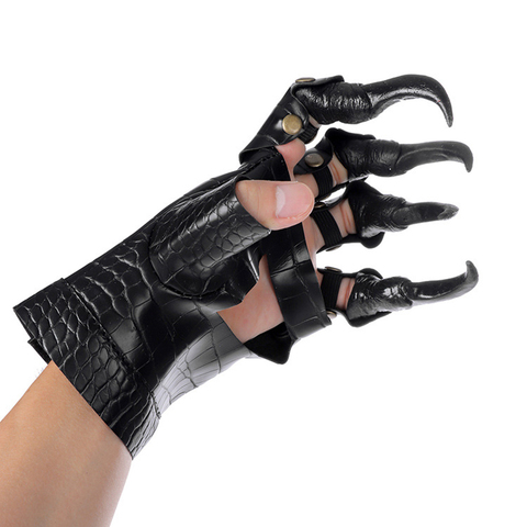 2022 New Halloween Costume Props Long Nail Dragon Claws Gloves Fingernails  Black Hand Sleeve Paw Performance Cuff Ghost Gloves ► Photo 1/6