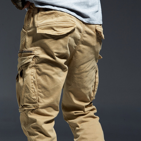 Ankle Length Jogger pants for men Denim Cotton Pockets Elastic Waist Military Tactical Cargo Pants Men 2022 Winter jogging baggy ► Photo 1/5