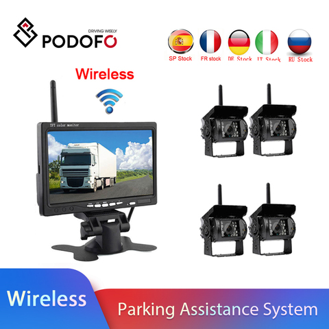 Podofo Wireless 4 Backup Cameras IR Night Vision Waterproof with 7