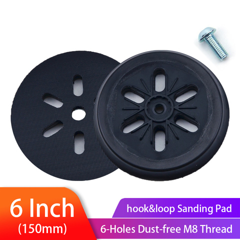 6 Inch(150mm) 6-Hole Back-up Sanding Pad Dust-free M8 Thread Backing pad for 6