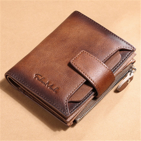 wallet men Short leather men's wallet head layer Cowhide Korean fashion casual wallet Coin Purse Driver's license wallet cartera ► Photo 1/6