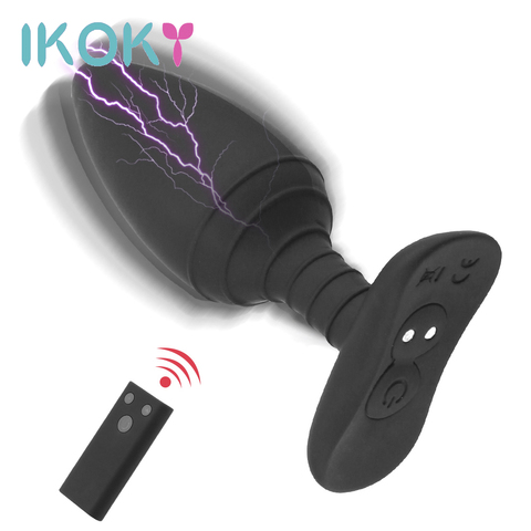 IKOKY Electric Shock Anal Plug Vibrator 10 Frequency Wireless Remote Control Sex Toys For Men Women Prostate Massager Vibrator ► Photo 1/6