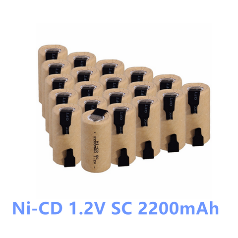 1-10pcs Screwdriver Electric Drill SC Batteries 1.2V 2200mah Sub C Ni-Cd Rechargeable Battey with Tab Power Tool NiCd SUBC Cells ► Photo 1/6