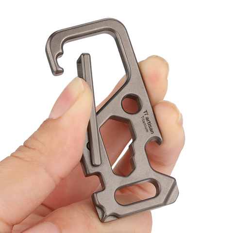 Tiartisan newest Outdoor Titanium TC4 Carabiner snap hook Screwdriver Bottle Opener Keychain Quick relase safety buckle EDC Tool ► Photo 1/6