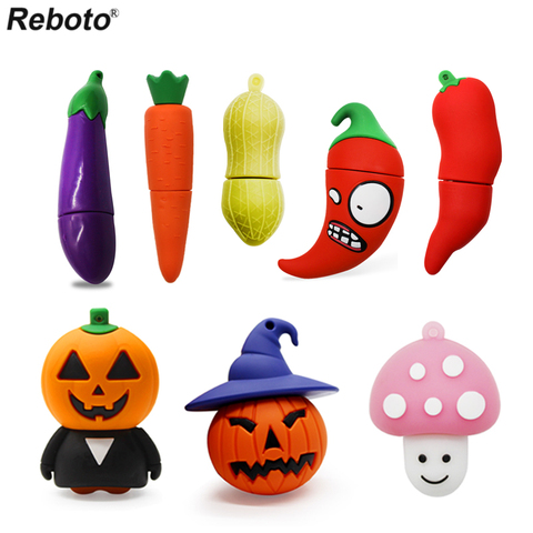 Cartoon Vegetables USB Flash Drive Mushroom Carrot Peanut Egglant Red Chili Pumpkin 4GB 8GB 16GB 32GB Pendrive USB 2.0 Usb Stick ► Photo 1/6