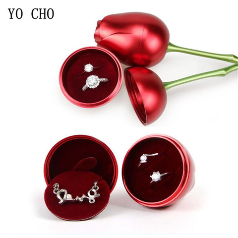 Creative Metal Rose Simulation Flower Valentine's Day Surprise Rose Gift Box Home Ring Necklace Jewelry Creative Storage Box ► Photo 1/6