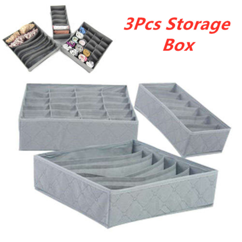 3 Pcs/Set Sock Bra Underwear Drawer Storage Box Organizer Bamboo Charcoal Set 