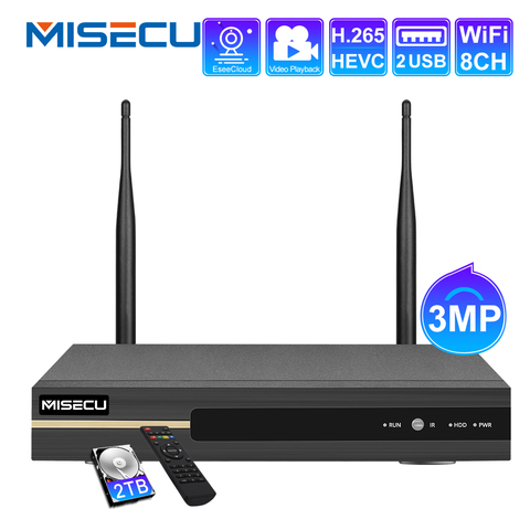 MISECU 8CH H.265 3MP Wireless NVR Recorder Wifi CCTV Camera System P2P ONVIF IP Camera HDMI Network 3MP Video Recorder NVR ► Photo 1/6
