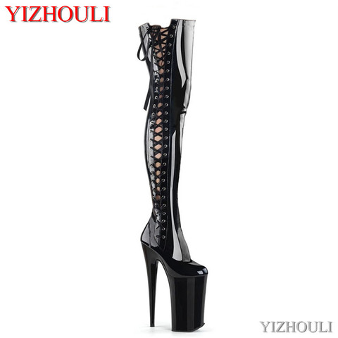 23 cm high heel boots, 9 inches high for gladiator women to knee and thigh sexy pole dancing model walking boots ► Photo 1/4