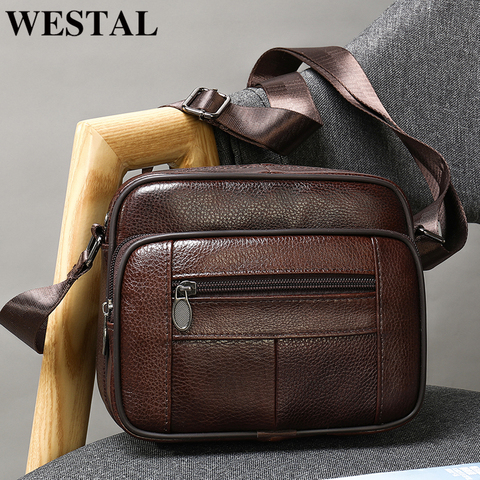 WESTAL men's bags genuine leather casual men's shoulder bag for men flap zipper men’s crossbody bag leather messenger handbags ► Photo 1/6