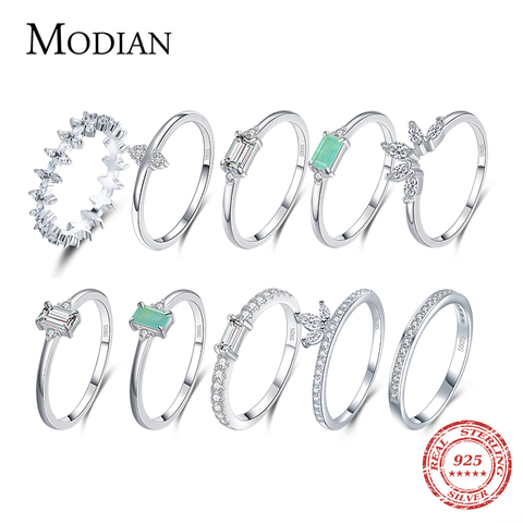 MODIAN Fashion 100% 925 Sterling Silver Tourmaline Finger Rings Classic Clear CZ Wedding Jewelry For Women Engagement Fine Gift ► Photo 1/6