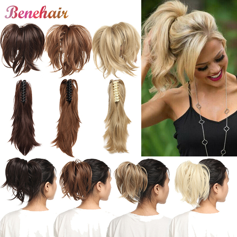 BENEHAIR Fake Claw Ponytail Clip In Hair Extensions Messy Hair Bun DlY Style Synthetic Ponytail Updo Hair For Women ► Photo 1/6