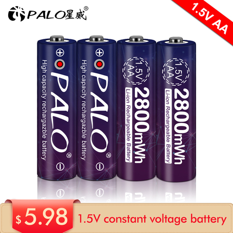 100% new 1.5v AA rechargeable battery 2800mwh li-ion lithium ion AA 2A batteries  for toys camera flashlight ► Photo 1/6