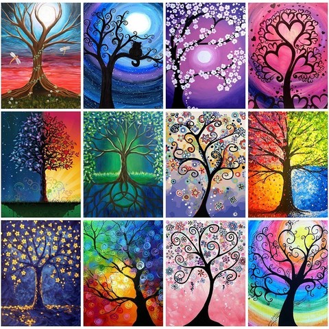 Large Diamond Painting Kits Four Seasons Tree Landscape Full Round Square  DIY Diamond Embroidery Mosaic Cross Stitch Home Decor