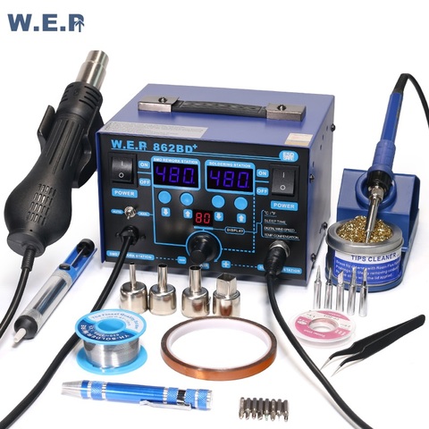 WEP 862BD+ Digital Ajustable Soldering iron Hot Air Soldering Station for DIY 720W SMD BGA Rework Station Desoldering Station ► Photo 1/5