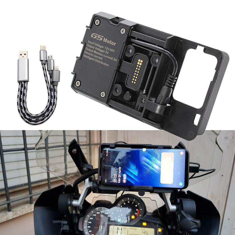 Motorcycle USB Charger Mobile Phone Holder Stand Bracket For BMW S1000XR R1200RS