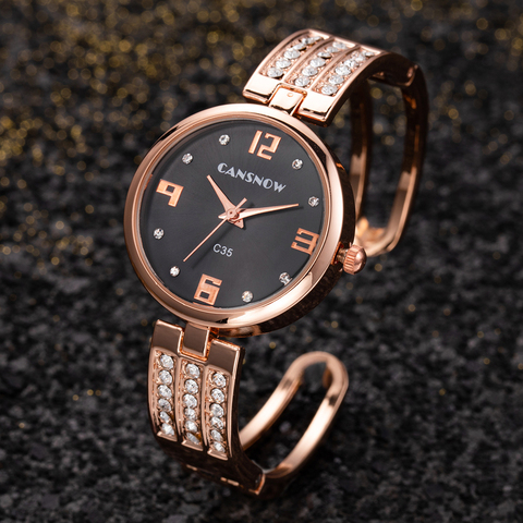 Women Watches Top Brand Luxury Bracelet Watch Crystal Watchband Ladies Wristwatches Gold Dial Zegarek Damski ► Photo 1/6