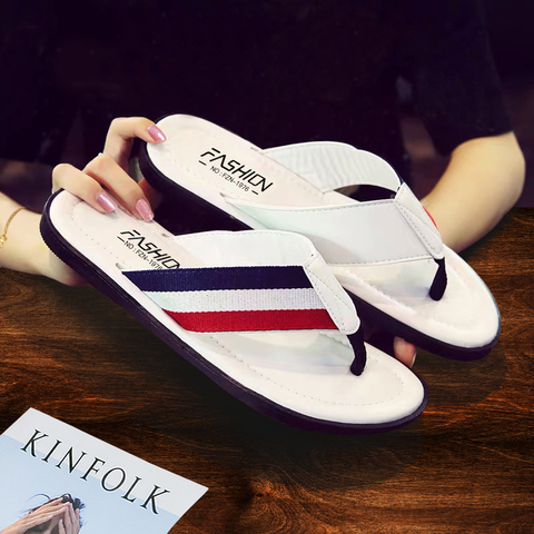 Men Fashion Leather Flip Flops Handmade PU Outdoor Slippers Comfortable Breathable Sandals Classic Casual Flats Shoes 39-46 ► Photo 1/6