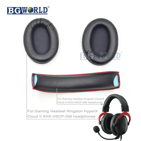 BGWORLD Replacement Earpads Ear foam headband head bands Pad Cushion for Kingston HyperX Cloud II KHX-HSCP-GM headphones sponge ► Photo 1/6