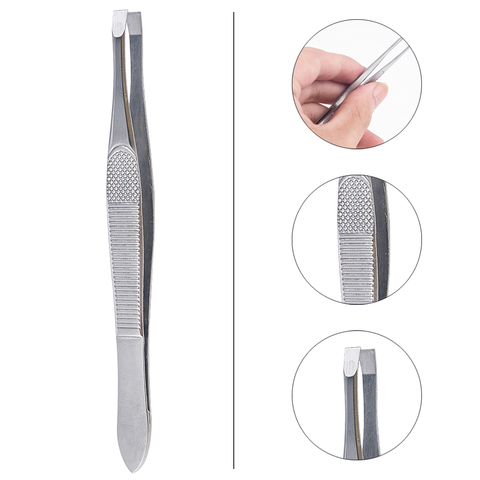 1PCS Eyebrow Hair Tweezers Professional Eyebrow Hair Removal Tweezer Flat Tip Tool Stainless Steel Convenient Small No Rust ► Photo 1/6