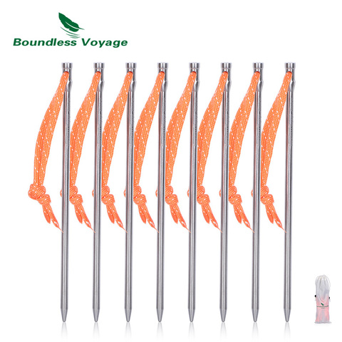 Boundless Voyage Titanium Pegs Camping Tent Stakes Heavy Duty Tent Nail Outdoor Picnic Tent Pin 4-8-12 pcs/lot ► Photo 1/6