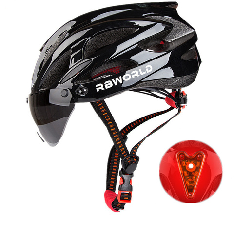 Bicycle Men Women Bike Helmet Back Light MTB Mountain Road Ciclismo Bike Integrally Molded Cycling Helmets Safety Cap with lens ► Photo 1/6