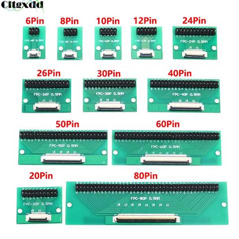 DIY FPC FFC Cable Connect Board 8 10 12 20 24 26 30 40 50 60 80 Pin 0.5mm Pitch Connector to 2.54 1.0mm Inch Pitch Through Hole ► Photo 1/6