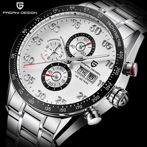 PAGANI DESIGN Men quartz watches stainless steel waterproof men wristwatch miyota movement fashion men chronograph reloj hombres ► Photo 1/6