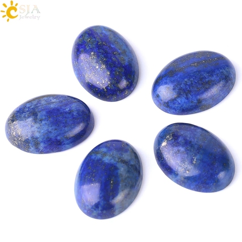 CSJA 1PC Natural Lapis Lazuli Gem Stones No Drilled Hole Oval Cabochon CAB Bead for Men DIY Handcrafted Jewelry Making Ring F511 ► Photo 1/6