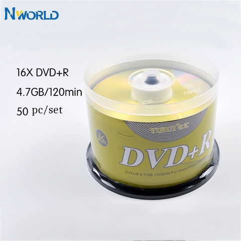 Freeship 50/lot DVD Drives Blank DVD+R CD Disk 4.7GB 16X Bluray Write Once Data Storage Empty DVD Discs Recordable Media Compact ► Photo 1/6