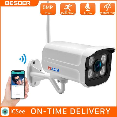 BESDER 5MP 720P Audio ONVIF Wireless Alarm Push  P2P Wifi Camera Bullet Outdoor IP Camera With SD Card Slot Max 128GB iCsee APP ► Photo 1/6