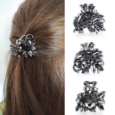 Women Gorgeous Rhinestones Small Flower Hair Claw Clips Metal Crystals Hairpins Hair Accessories for Girl Headdress Ornament ► Photo 1/6