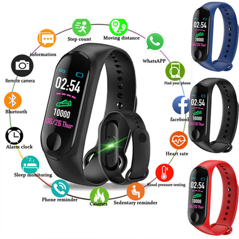 Waterproof M3 Smart Watch Sport Smart Band Blood Pressure Monitor Smart Wristband Smartwatch Bracelet M3 Wristband for Men Women ► Photo 1/6