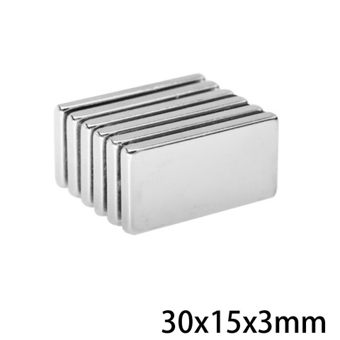 2~100PCS 30X15X3 mm block Powerful Magnets 30mm X 15mm N35 DIY Neodymium Magnet 30x15x3mm Permanent NdFeB Magnets 30*15*3 mm ► Photo 1/6