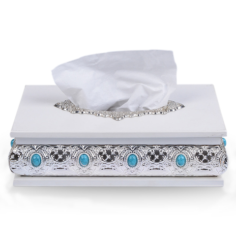 A1 High-grade silver gold tissue box metal paper tray napkin storage box car tissue box holder wx11081134 ► Photo 1/6