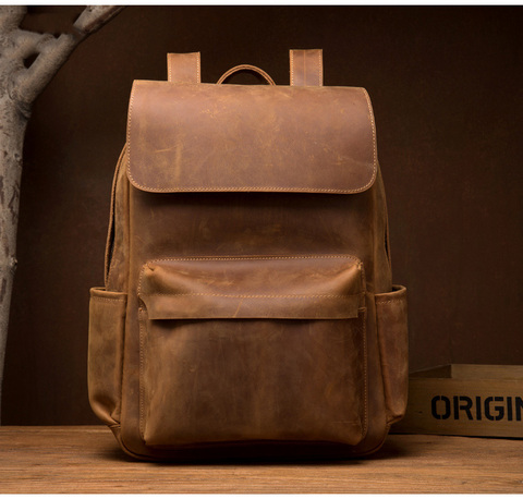 MAHEU Fashion Leather Backpack Men Male Laptop Backpack For 15.6 Inch Computer Travel Backpack Waterproof Men Bag For Outdoor ► Photo 1/6