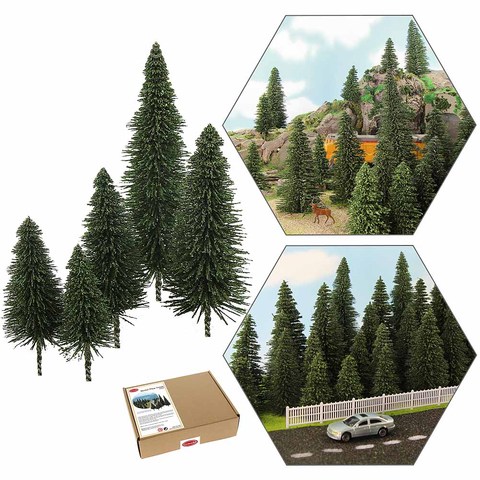 S0804 40pcs Miniature Scenery Model Pine Trees Deep Green Pines For HO O N Z Scale Model Railway Layout ► Photo 1/6