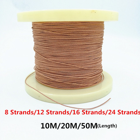 10m/20m/50m 8/12/16/24 Strands Speaker Lead Wire Braided Twisted Copper Cable Gold DIY for 5