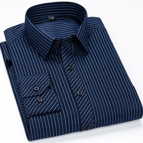 Plus Large Size 8XL 7XL 6XL 5XL 4XL Mens Business Casual Long Sleeved Shirt Classic Striped Male Social Dress Shirts Clothing ► Photo 1/6