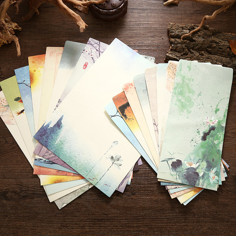 4 letter paper+2 envelopes Set Chinese Style Letter Paper Vintage Envelope For Greeting Card,Postcard Stationery Travel Gift ► Photo 1/5
