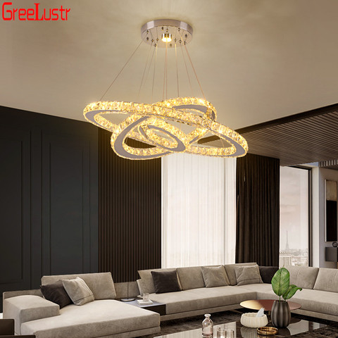 Luxury 3 Rings Crystal Chandeliers Stainless Steel Led Mordern Pendant Lamp Home Deco Hanging Lamp Suspension Luminaire Avize ► Photo 1/6