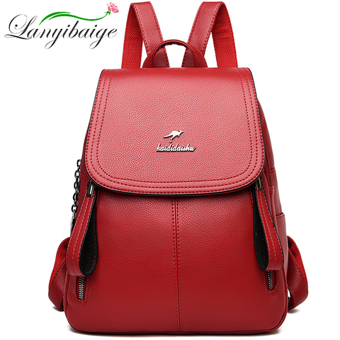 2022 New Women Backpack Designer high quality Leather Women Bag Fashion School Bags Large Capacity Travel Backpacks mochila ► Photo 1/6