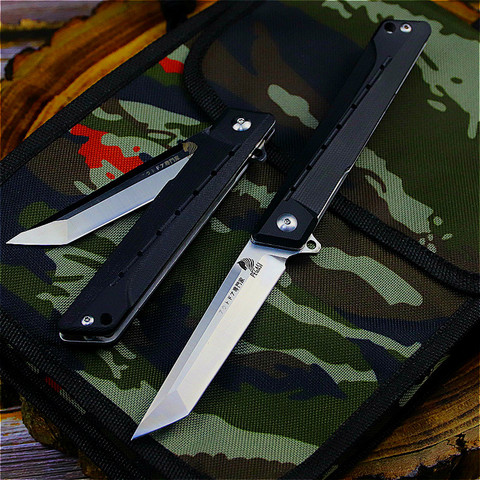 DEHONG Japan hunting D2 60HRC quick open G10 folding knife ebony folding knife outdoor mirror light tactical knife ► Photo 1/6