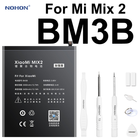 Nohon Battery For BM3B Xiaomi Mix 2 High Capacity 3300mAh~3400mAh Phone Li-polymer Bateria +Free Tools For Mi Mix 2 Mix2 Battery ► Photo 1/6