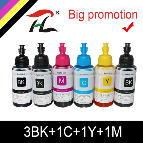 HTL 6PK 70ml dye ink refill ink compatible for epson L200 L210 L222 L100 L110 L120 L132 L550 L555 L300 L355 L362 printer ink ► Photo 1/6